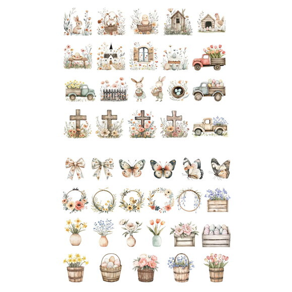 Kit Digital Páscoa Boho Aquarela - Combo 4 Kits Png Premium