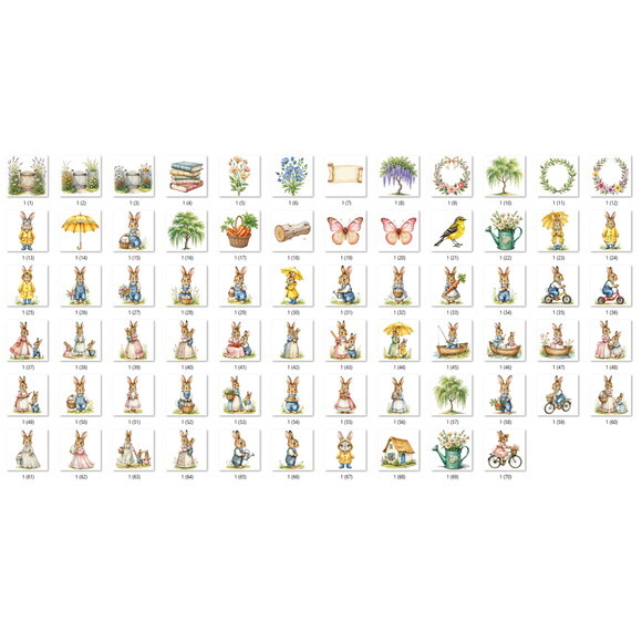 Kit Digital Páscoa Coelhinhos Vintage #15 Png