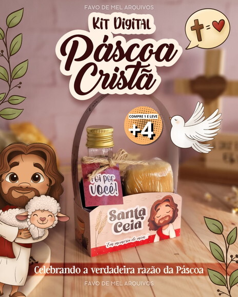 Kit Digital Páscoa Cristã 2024 Ilustrações e Mimos Png pdf