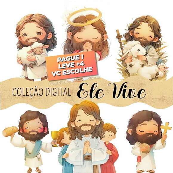 Kit Digital Páscoa Cristã Aquarela - Ele Vive Cd