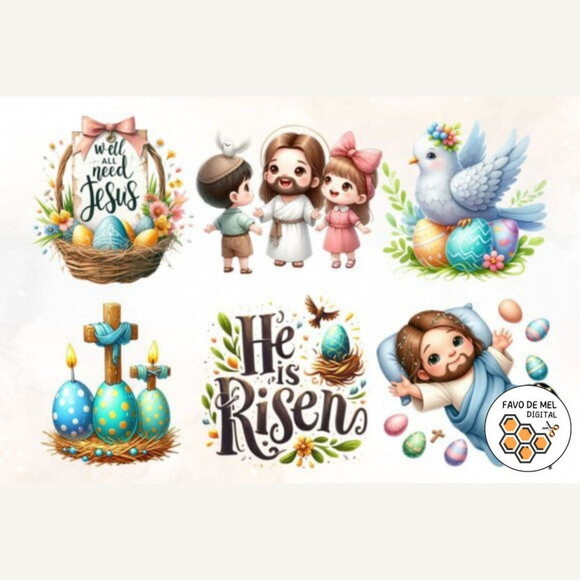 Kit Digital Páscoa Cristã Cute - Cute Easter Jesus