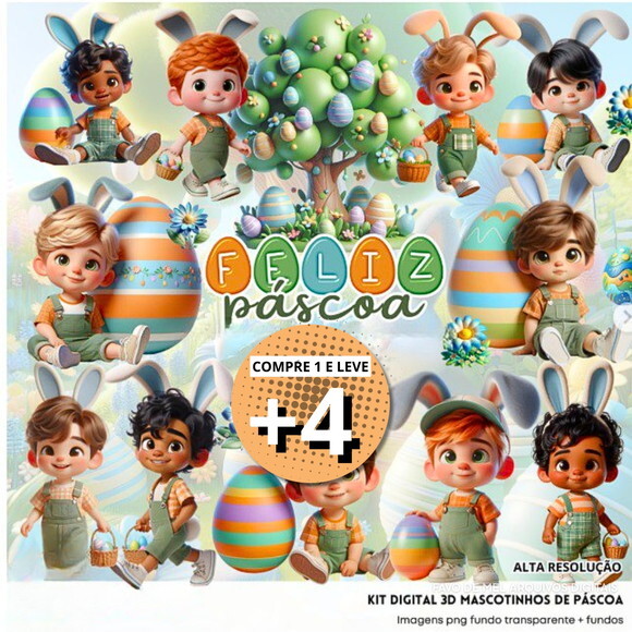 Kit Digital Páscoa Mascotinhos 3d