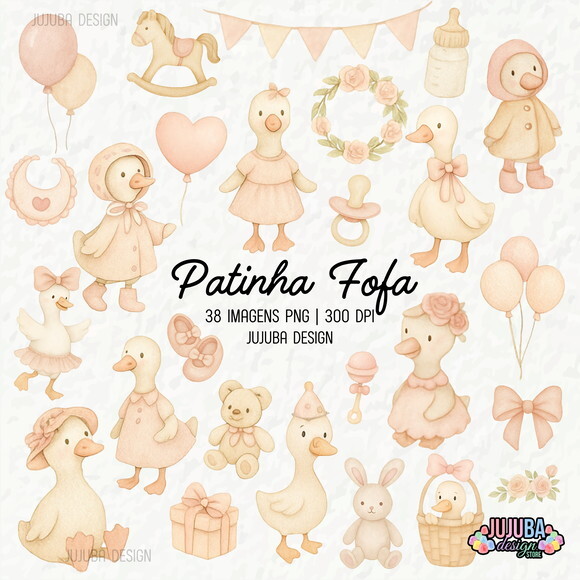 Kit Digital Patinha Fofa Aquarela Png