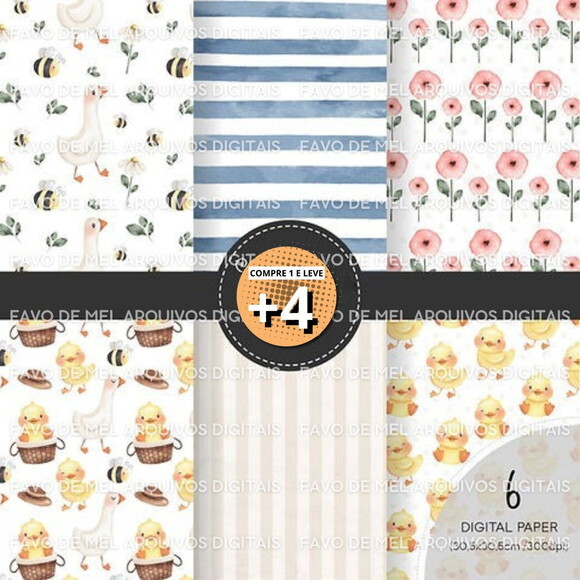 Kit Digital Patinhos Aquarela #2 Png (pague 1 Leve +4)
