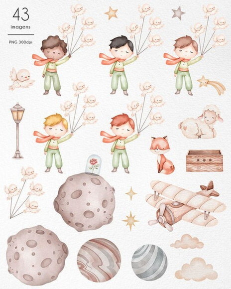 Kit Digital Pequeno Príncipe Aquarela
