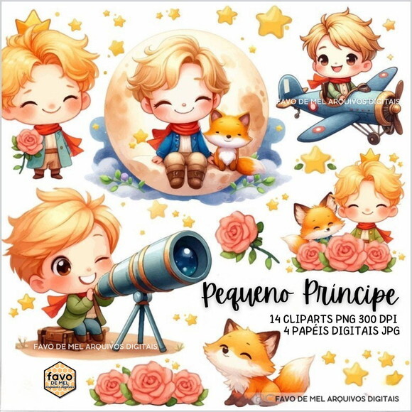 Kit Digital Pequeno Príncipe Aquarela #10