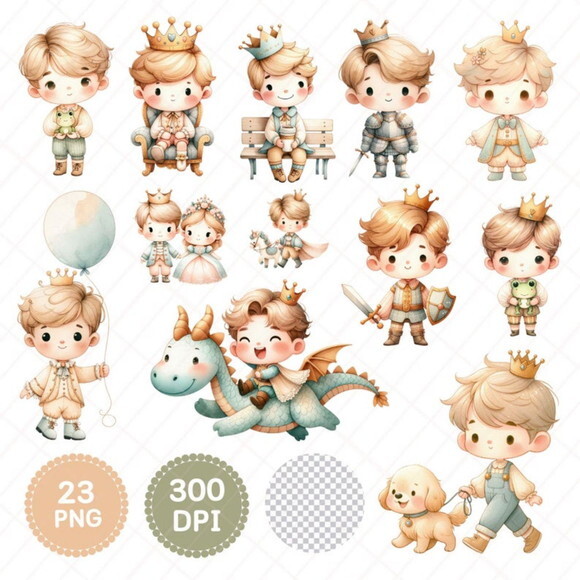 Kit Digital Pequeno Príncipe Aquarela | Little Cute Prince