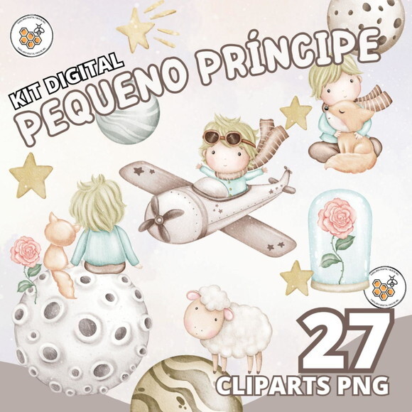 Kit Digital Pequeno Príncipe Aquarela Premium - mm