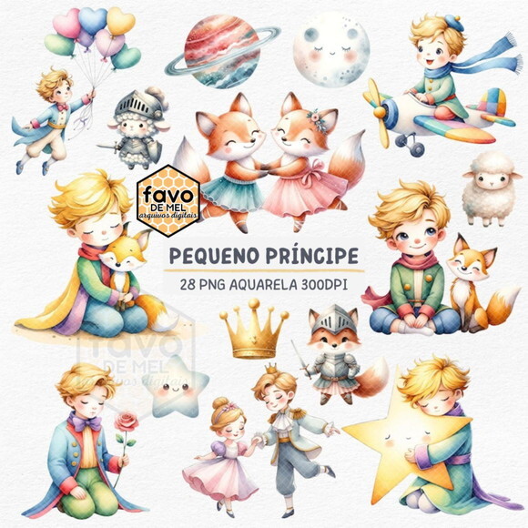Kit Digital Pequeno Príncipe Aquarela Premium 01 (dcbynuk)