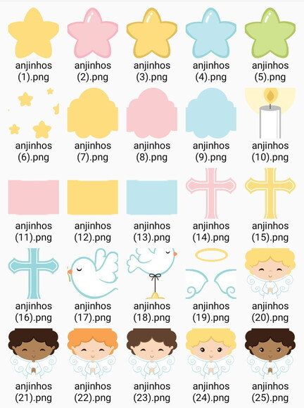 Kit Digital Png Anjinhos Batizado (pague 1 Leve +4)