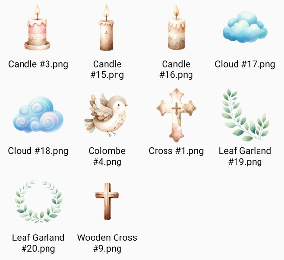 Kit Digital Png Anjinhos Cute Aquarela (pague 1 Leve 5)