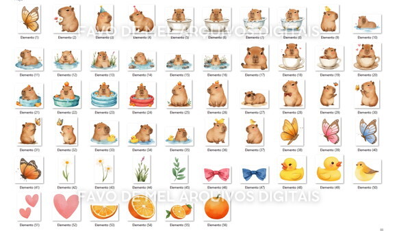 Kit Digital Png Capivara Aquarela #7 (pague 1 Leve +4) Png