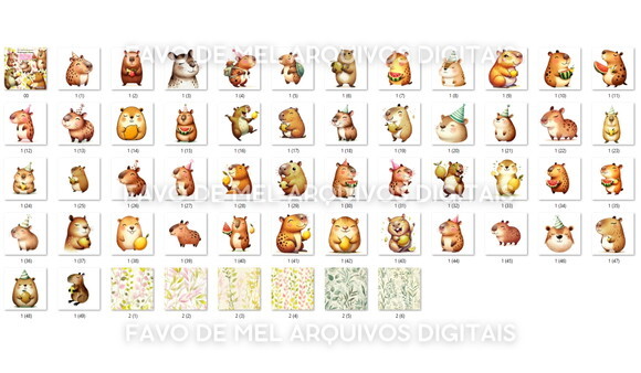 Kit Digital Png Capivara Aquarela #8 (pague 1 Leve +4) Png