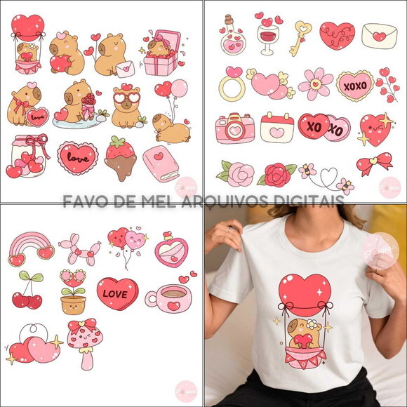 Kit Digital Png Capivara Love Dia dos Namorados Png #16