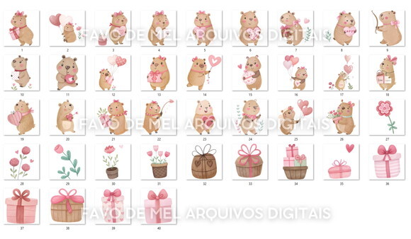 Kit Digital Png Capivara Love Dia dos Namorados Png #17