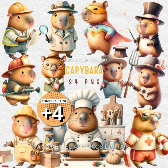 Kit Digital Png Capivara Profissões Png #9 (pague 1 Leve +4)