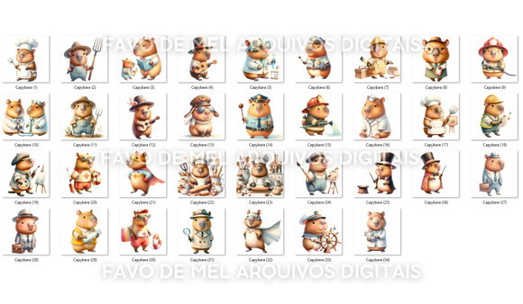 Kit Digital Png Capivara Profissões Png #9 (pague 1 Leve +4)