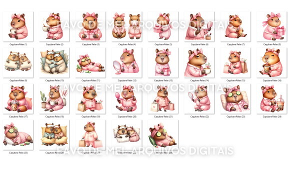 Kit Digital Png Capivara Spa Rosa Png #10 (pague 1 Leve 5)