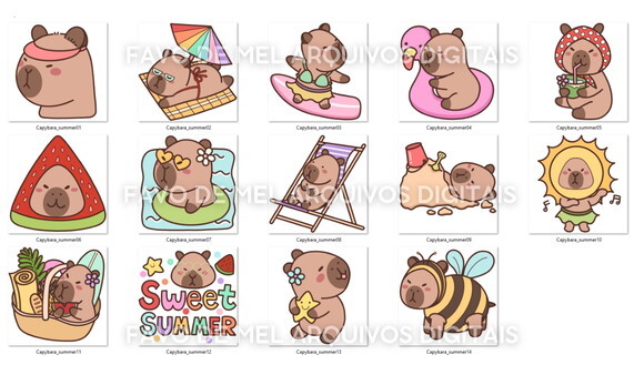 Kit Digital Png Capivara Verão #12 Png