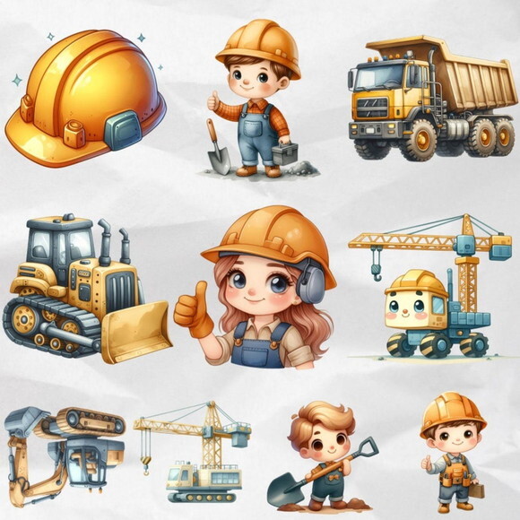 Kit Digital Png Construção Aquarela 04 (compre 1 Leve +4)