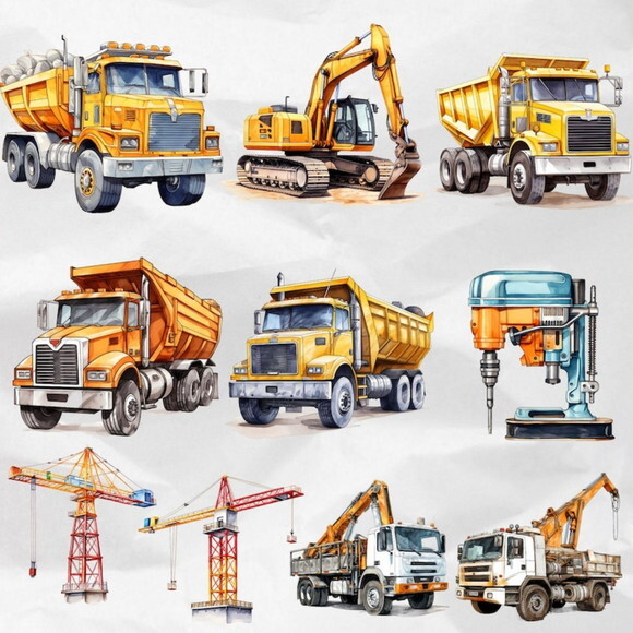 Kit Digital Png Construção Aquarela 05 (compre 1 Leve +4)