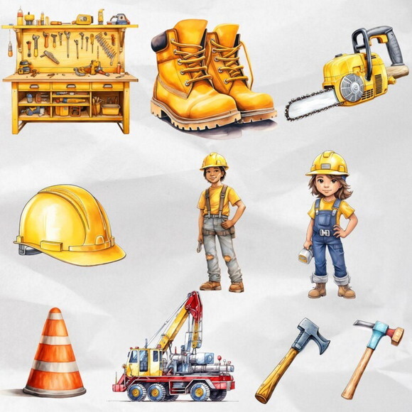 Kit Digital Png Construção Aquarela 05 (compre 1 Leve +4)