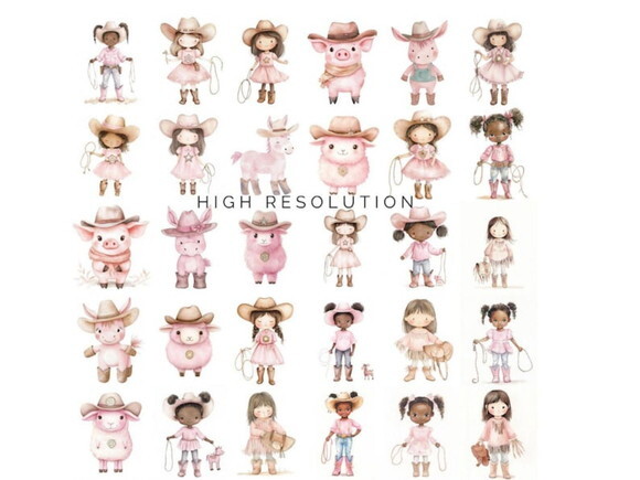 Kit Digital Png Cowgirl Boiadeira Rosa (ncr)