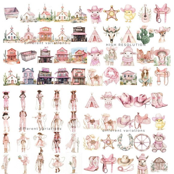 Kit Digital Png Cowgirl Boiadeira Rosa (ncr)