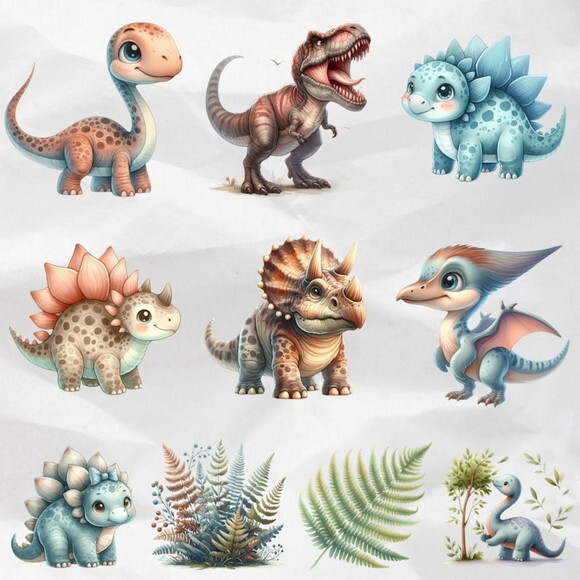 Kit Digital Png Dinossauros Aquarela #46 Png (pague 1 Leve 5