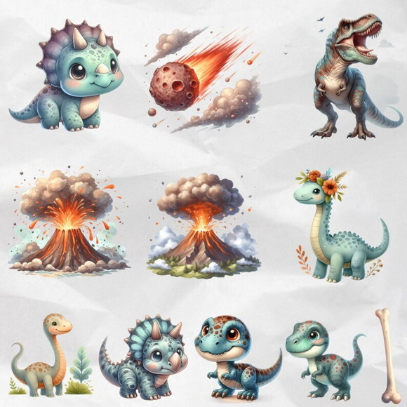 Kit Digital Png Dinossauros Aquarela #46 Png (pague 1 Leve 5