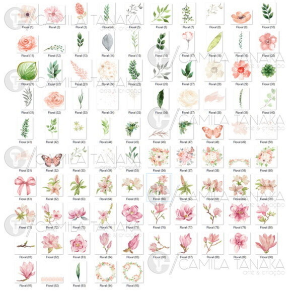 Kit Digital Png Floral Boho Aquarela 02
