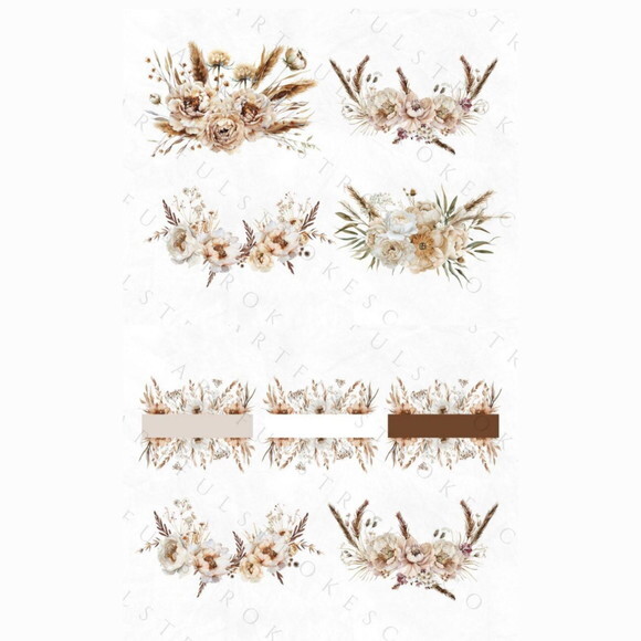 Kit Digital Png Floral Boho Aquarela 03 (artfs)