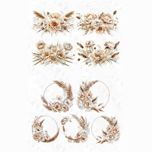 Kit Digital Png Floral Boho Aquarela 03 (artfs)