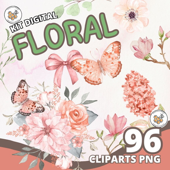 Kit Digital Png Floral Boho Aquarela 02