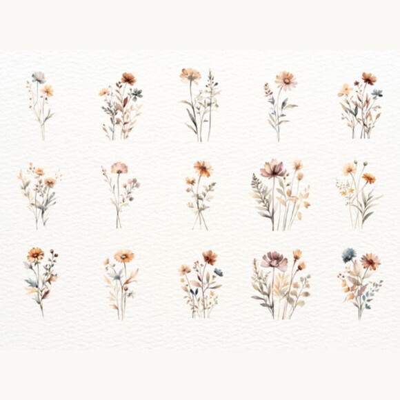 Kit Digital Png Floral Boho Aquarela 04 (nca)
