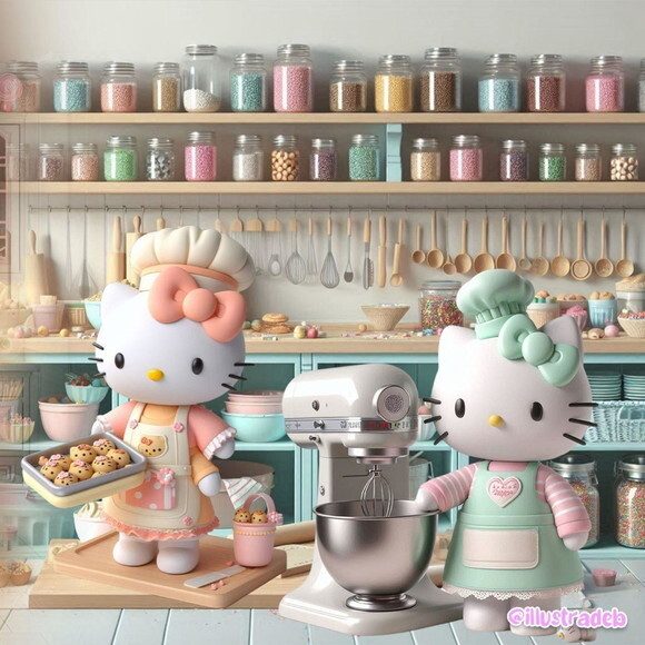 Kit Digital Png Hello Kitty Confeiteira 3d (pague 1 Leve +4)