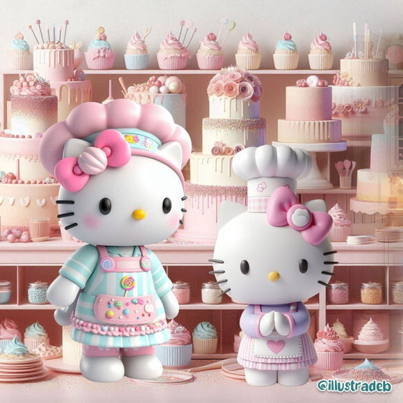 Kit Digital Png Hello Kitty Confeiteira 3d (pague 1 Leve +4)