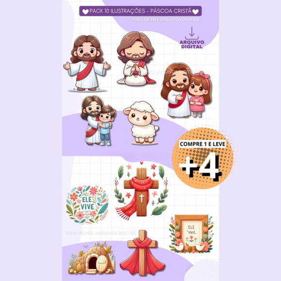 Kit Digital Png Páscoa Cristã Jesus (pague 1 Leve 5)