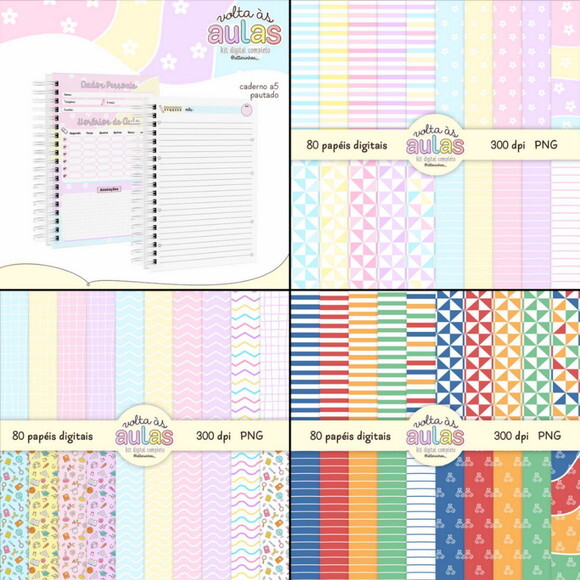 Kit Digital Png pdf Volta às Aulas 2021 (pague 1 Leve +4) Lt