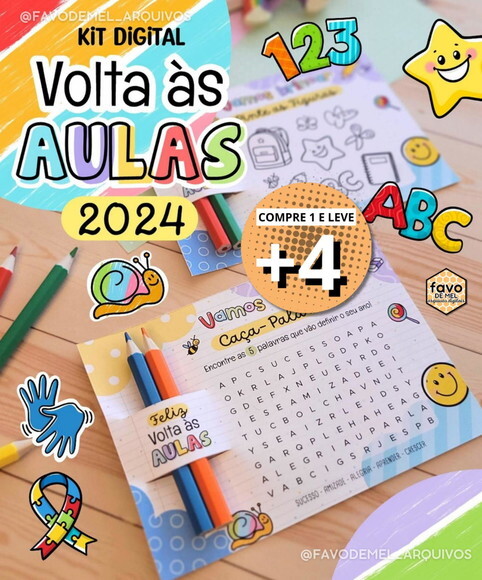 Kit Digital Png pdf Volta às Aulas 2024 (pague 1 Leve +4) Af