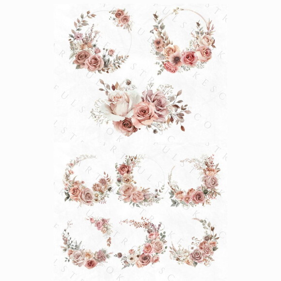 Kit Digital Png Rosas Aquarela 02 - Blush (pague 1 Leve +4)