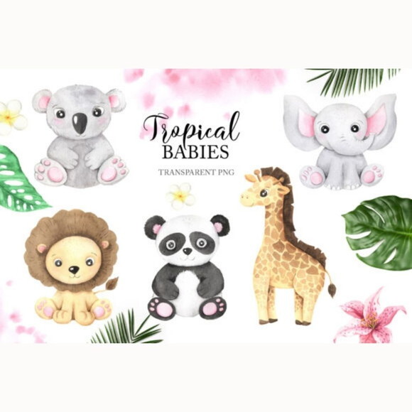 Kit Digital Png Safari Baby 06 Tropical (pague 1 Leve +4)