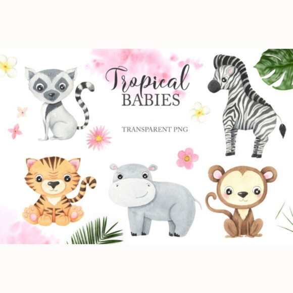Kit Digital Png Safari Baby 06 Tropical (pague 1 Leve +4)
