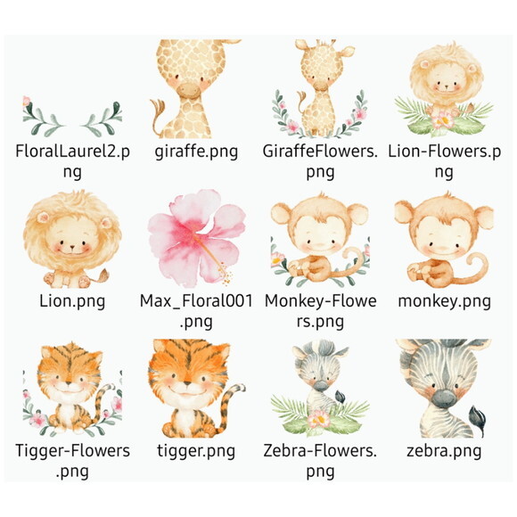 Kit Digital Png Safari Baby Aquarela 01 (pague 1 Leve +4)