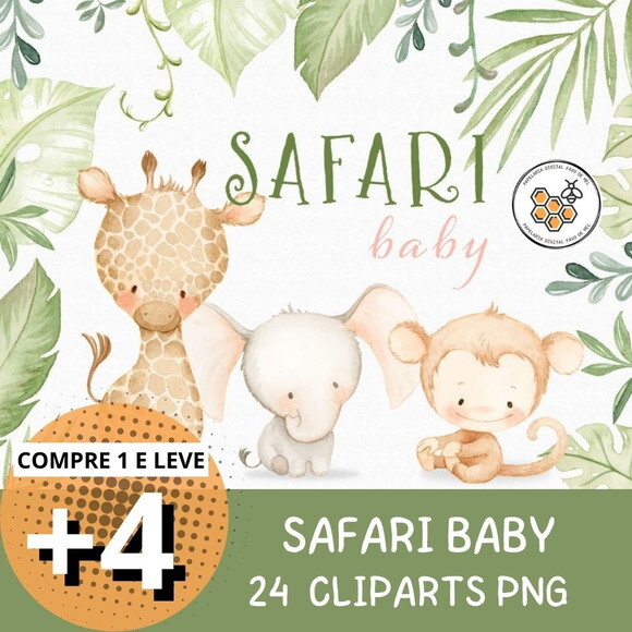 Kit Digital Png Safari Baby Aquarela 01 (pague 1 Leve +4)