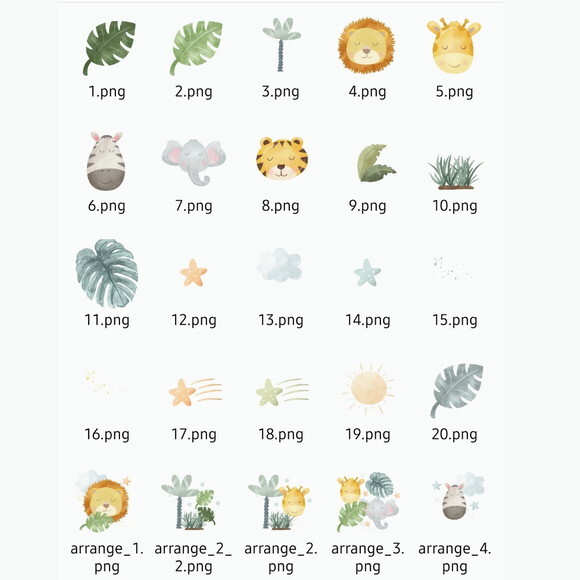 Kit Digital Png Safari Baby Aquarela 02 (pague 1 Leve +4)