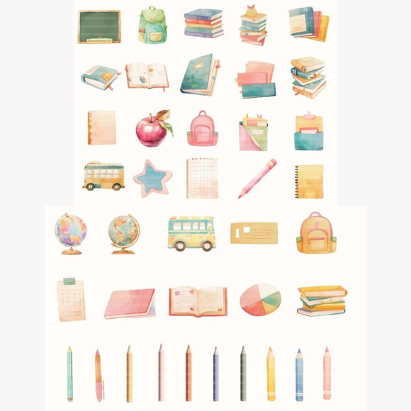 Kit Digital Png Volta às Aulas Aquarela (pague 1 Leve +4) Dd