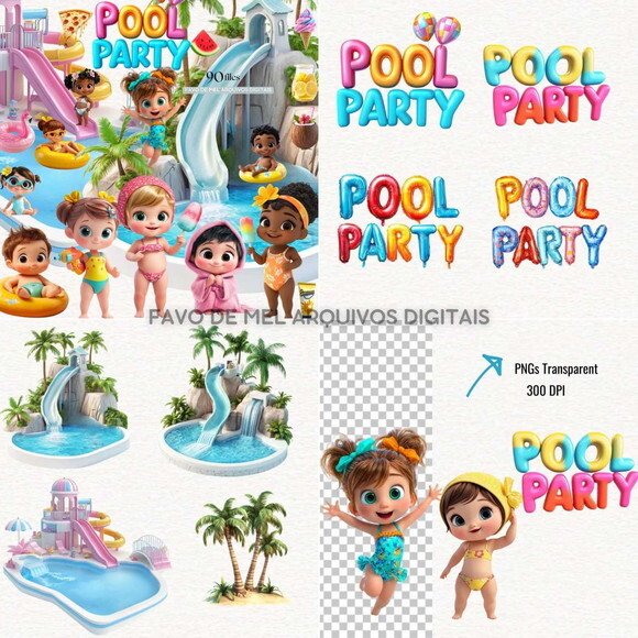 Kit Digital Pool Party 3d #09 Png Premium
