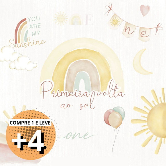 Kit Digital Primeira Volta ao Sol Aquarela Boho Baby (le)