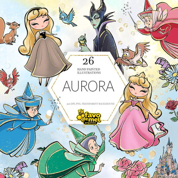 Kit Digital Princesa Aurora Glitter